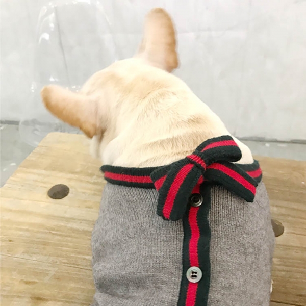 강아지 고양이 리본 가디건