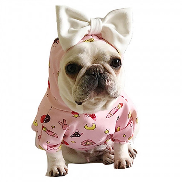 강아지 고양이 리본후드티