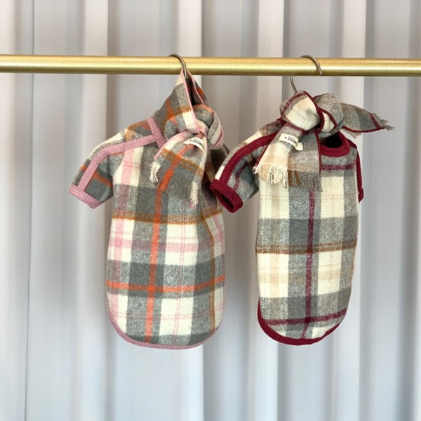 강아지 겨울옷 글렌 체크 코트 + 머플러 SET